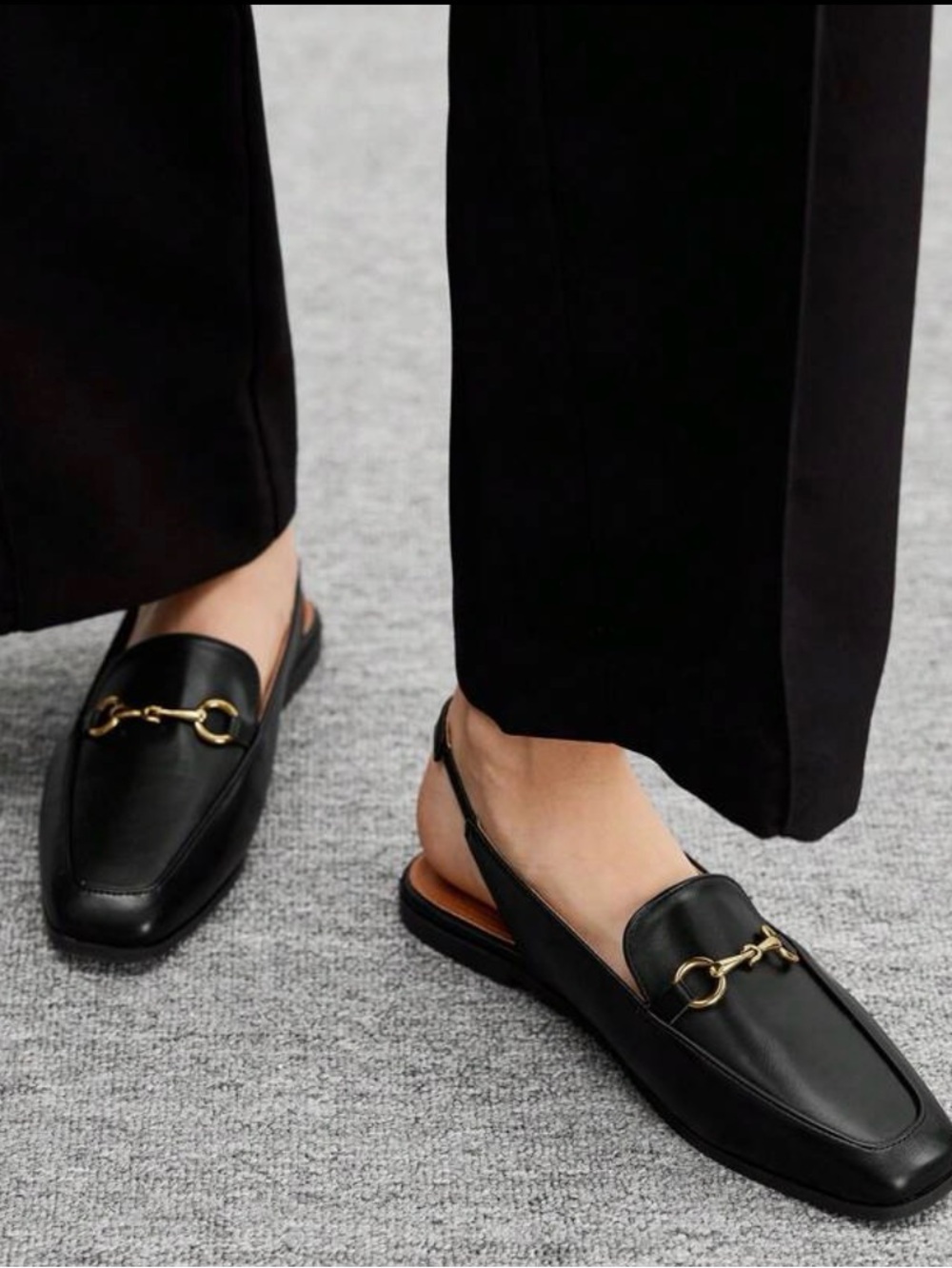 CUCCOO BIZCHIC Square Toe Buckled Faux Leather Slingback Loafer 9